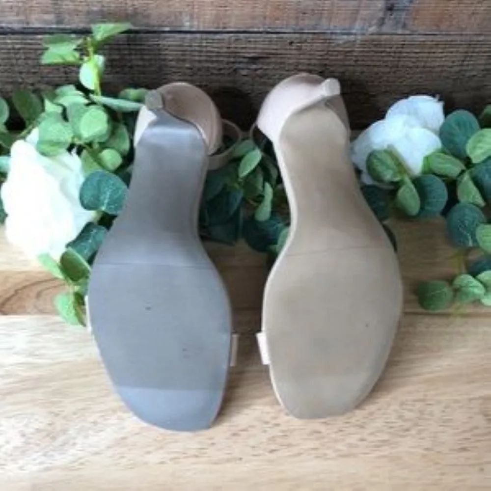 Material Girl Blaire Nude Ankle Strap Dress Sandals 8.5W