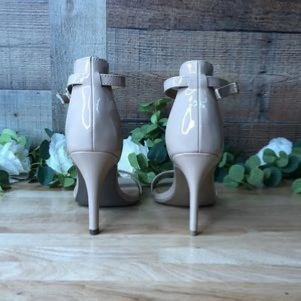 Material Girl Blaire Nude Ankle Strap Dress Sandals 8.5W