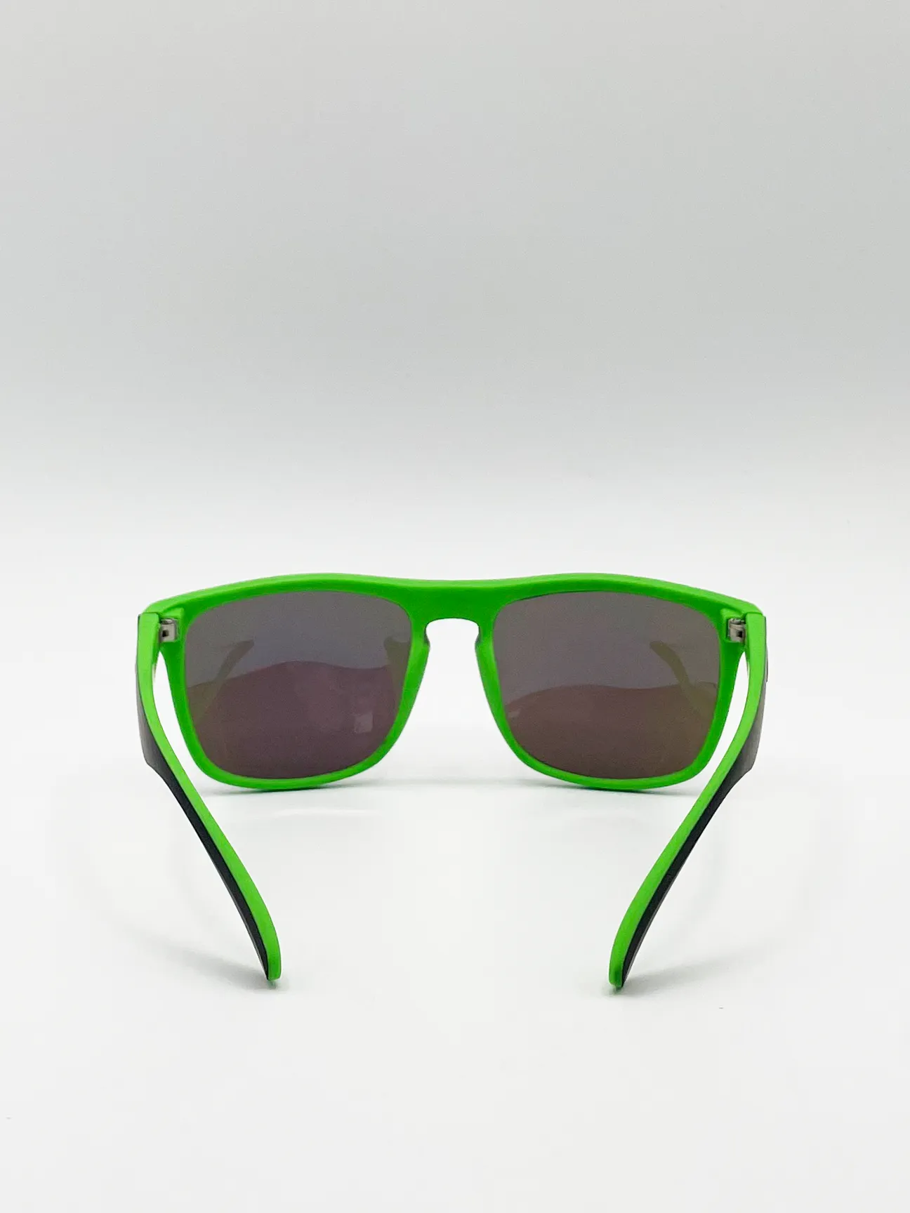 Matte Black Wayfarer Sunglasses With Blue Mirrored Lens