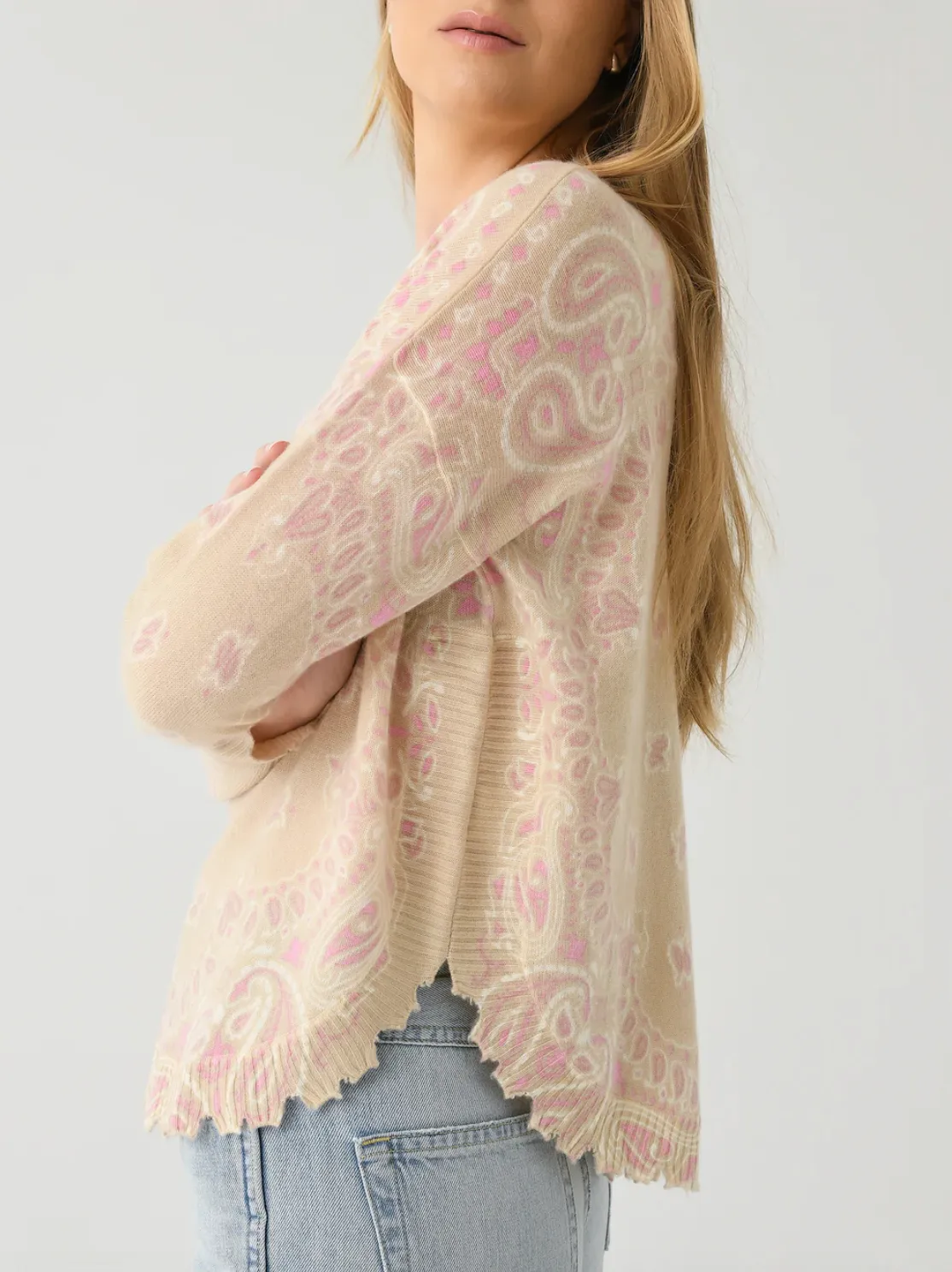 MELA BANDANA BICO SWEATER IN ORGANIC ROSE