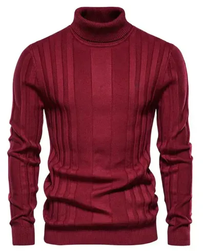 Men's classic ribbed turtleneck sweater