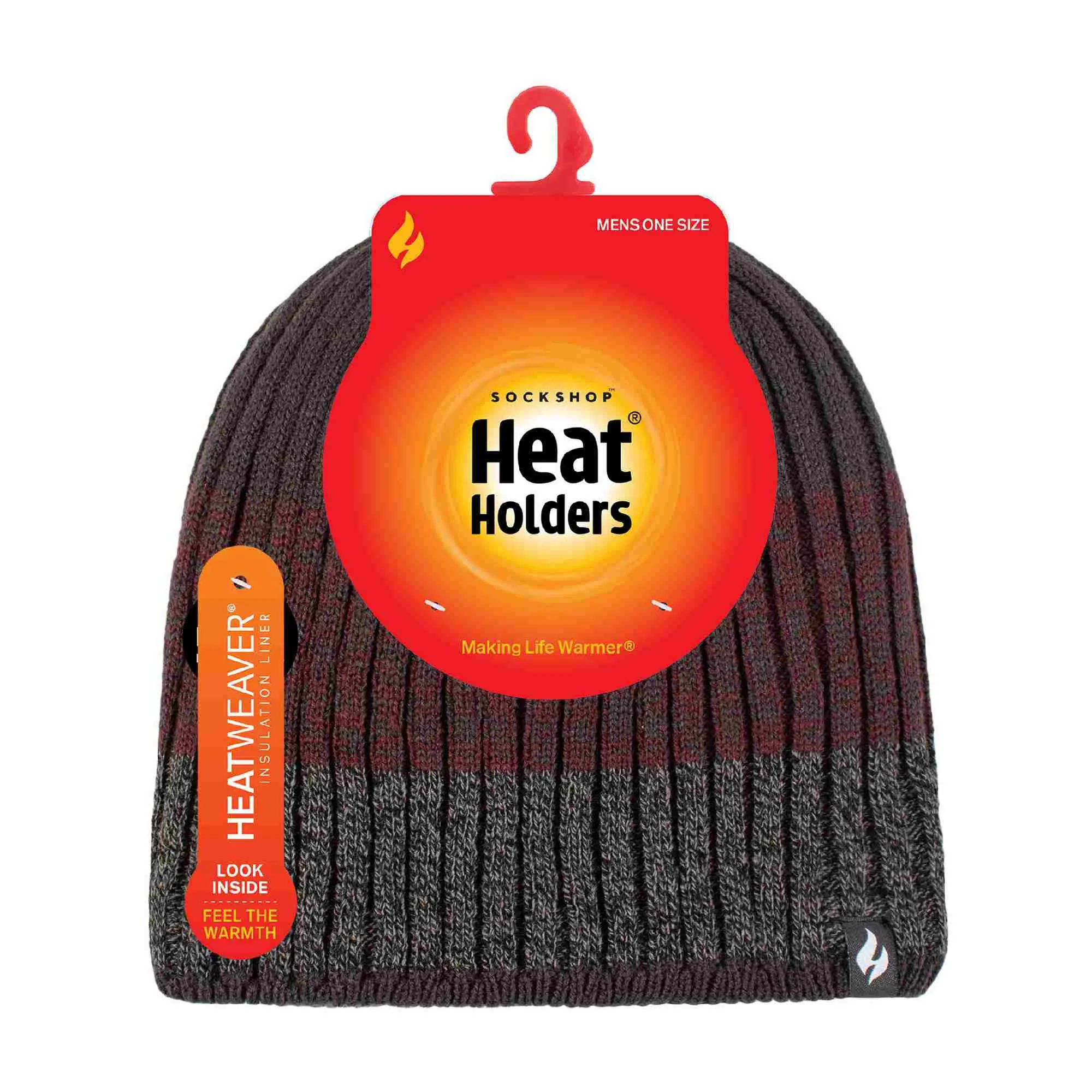 Mens Fleece Lined Striped Insulated Thermal Beanie Hat for Winter