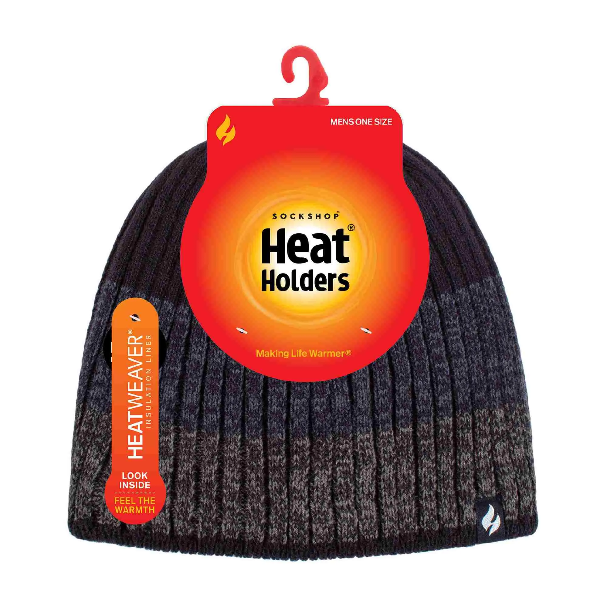 Mens Fleece Lined Striped Insulated Thermal Beanie Hat for Winter