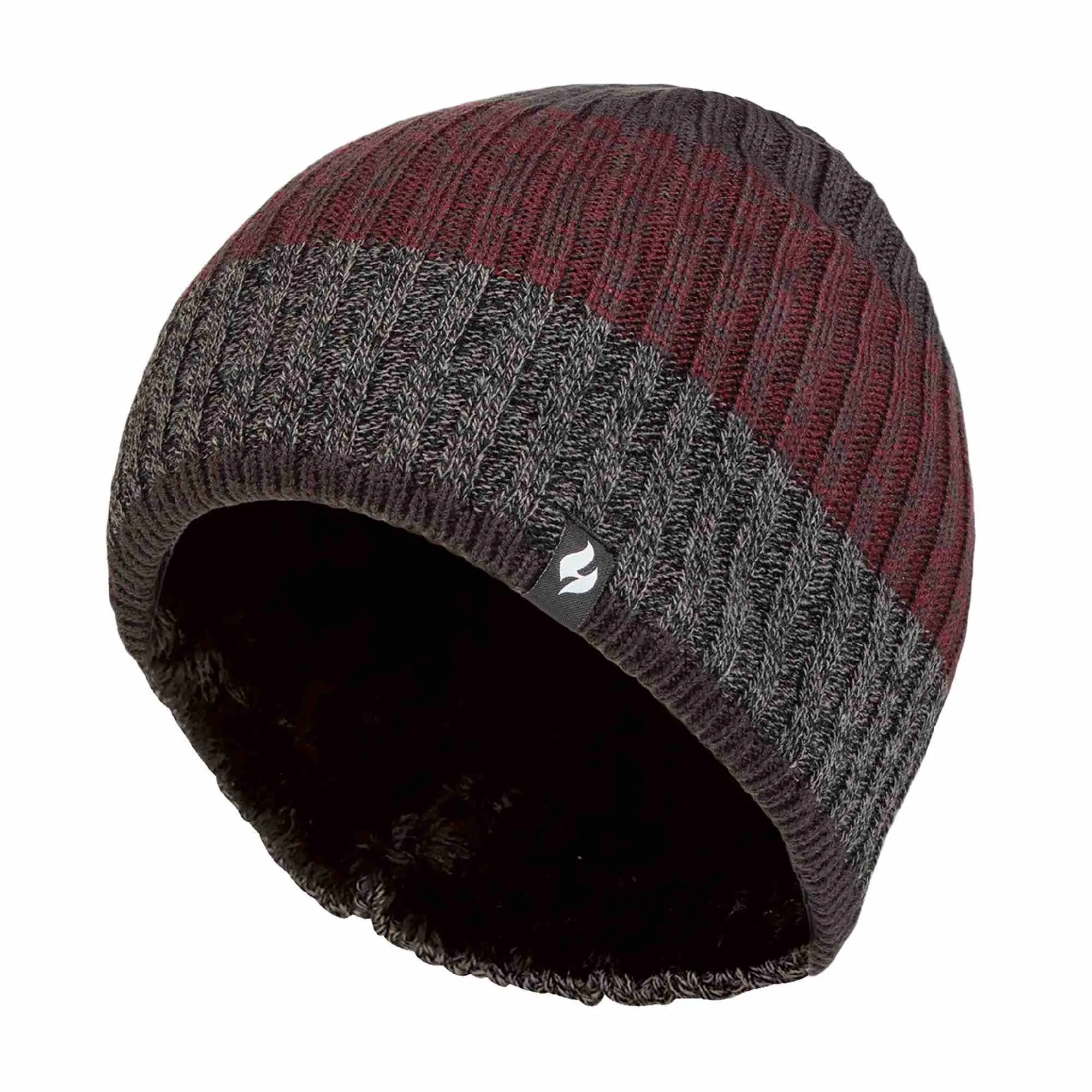 Mens Fleece Lined Striped Insulated Thermal Beanie Hat for Winter