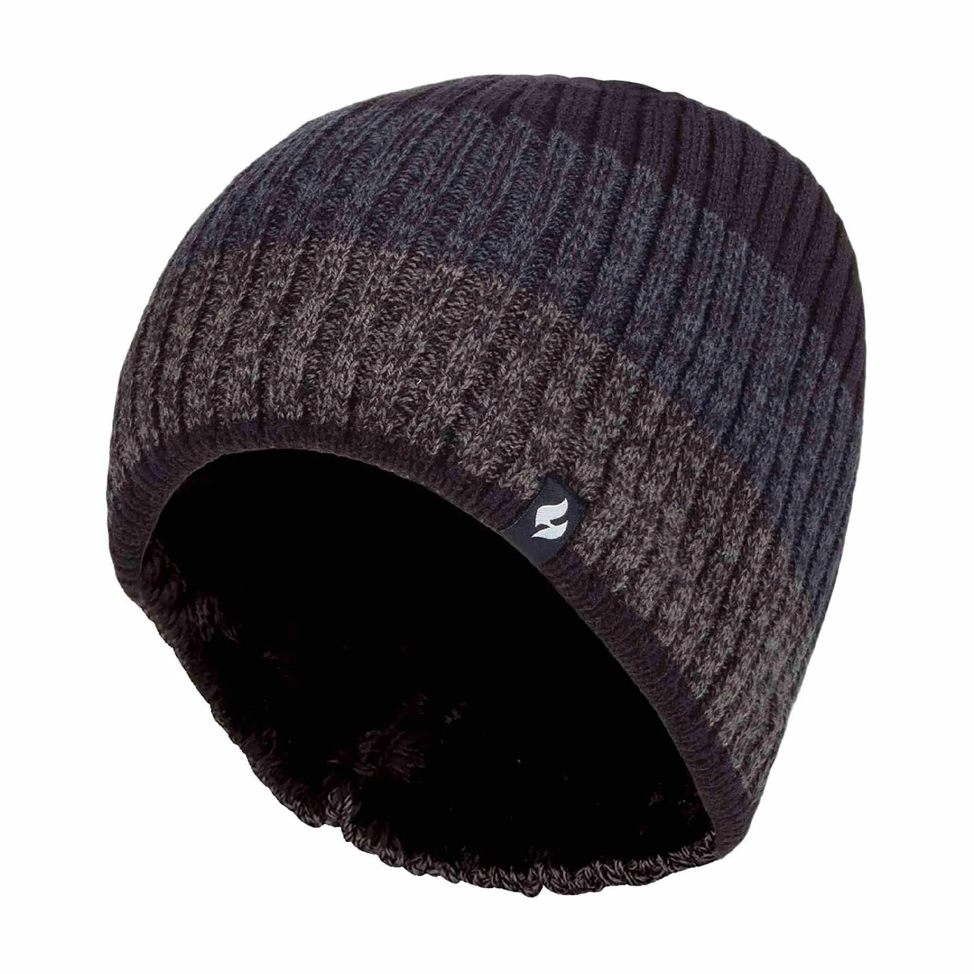 Mens Fleece Lined Striped Insulated Thermal Beanie Hat for Winter