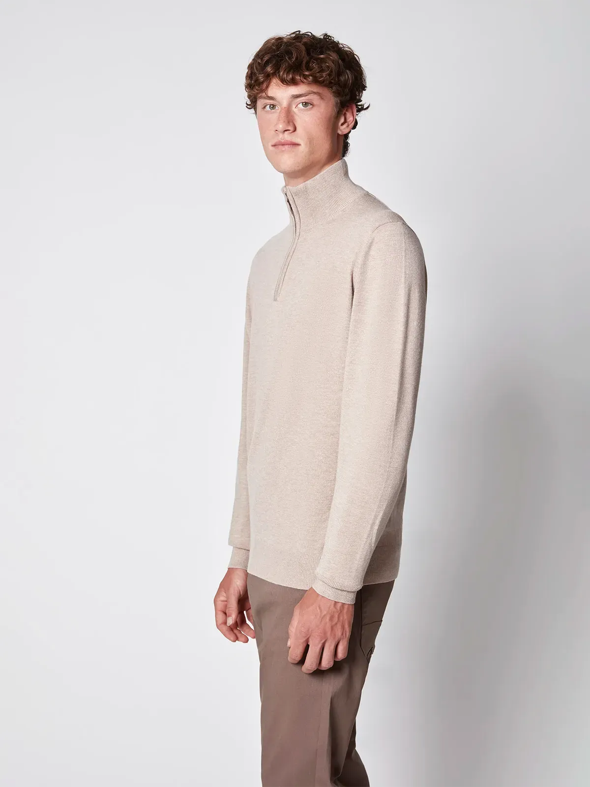 Men's Half-zip Cashmere Touch Sweater