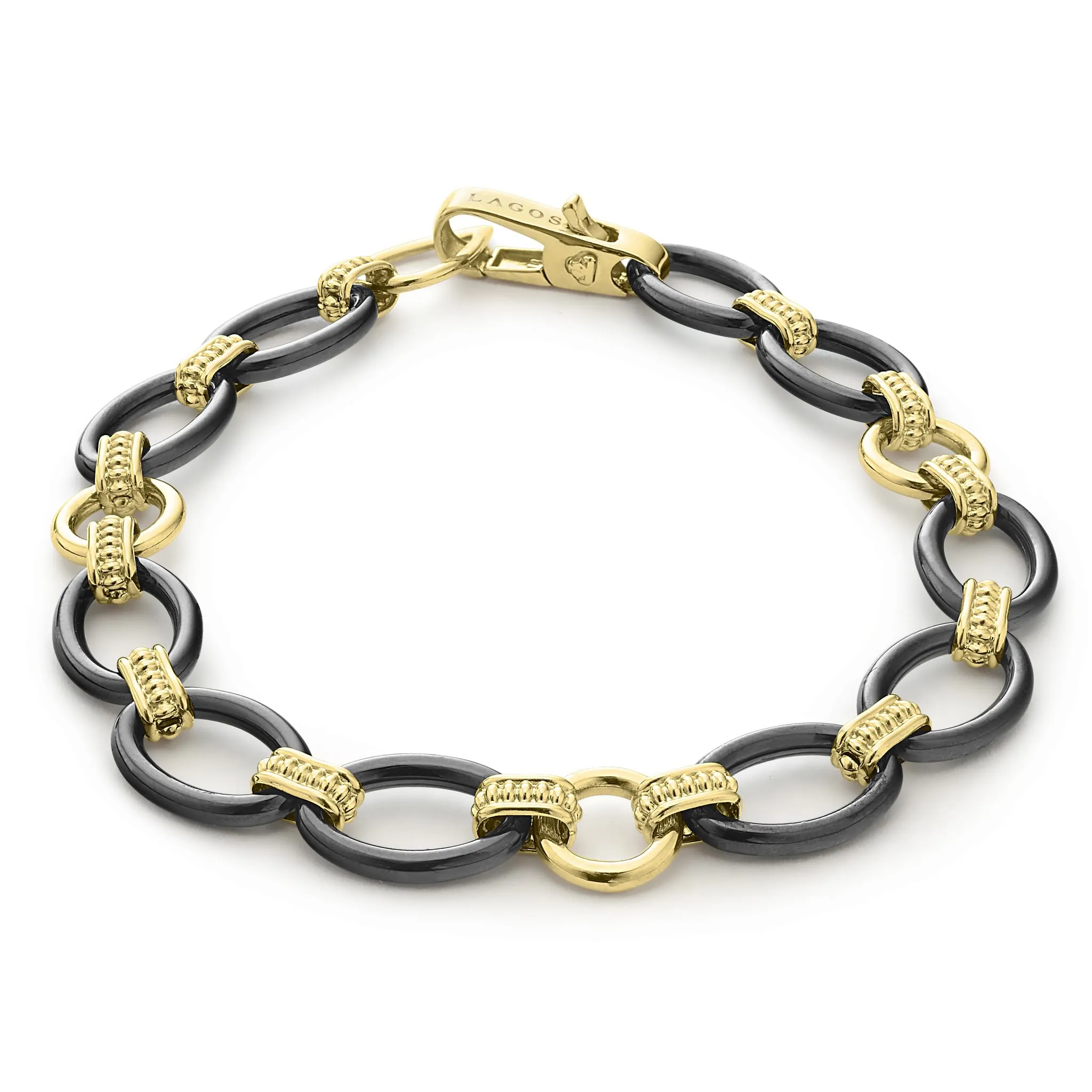 Meridian 18K Gold and Black Ceramic Link Bracelet | 10mm