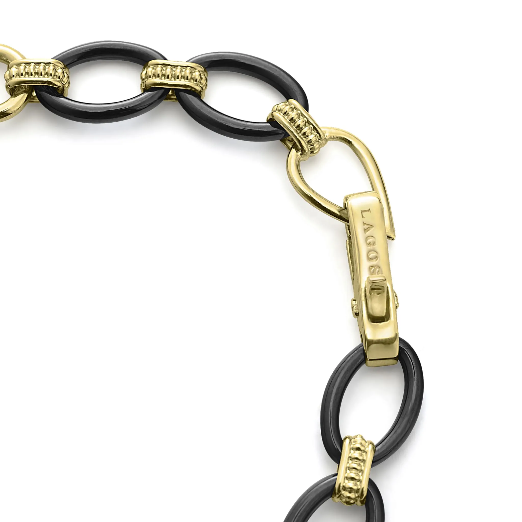 Meridian 18K Gold and Black Ceramic Link Bracelet | 10mm