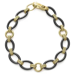 Meridian 18K Gold and Black Ceramic Link Bracelet | 10mm