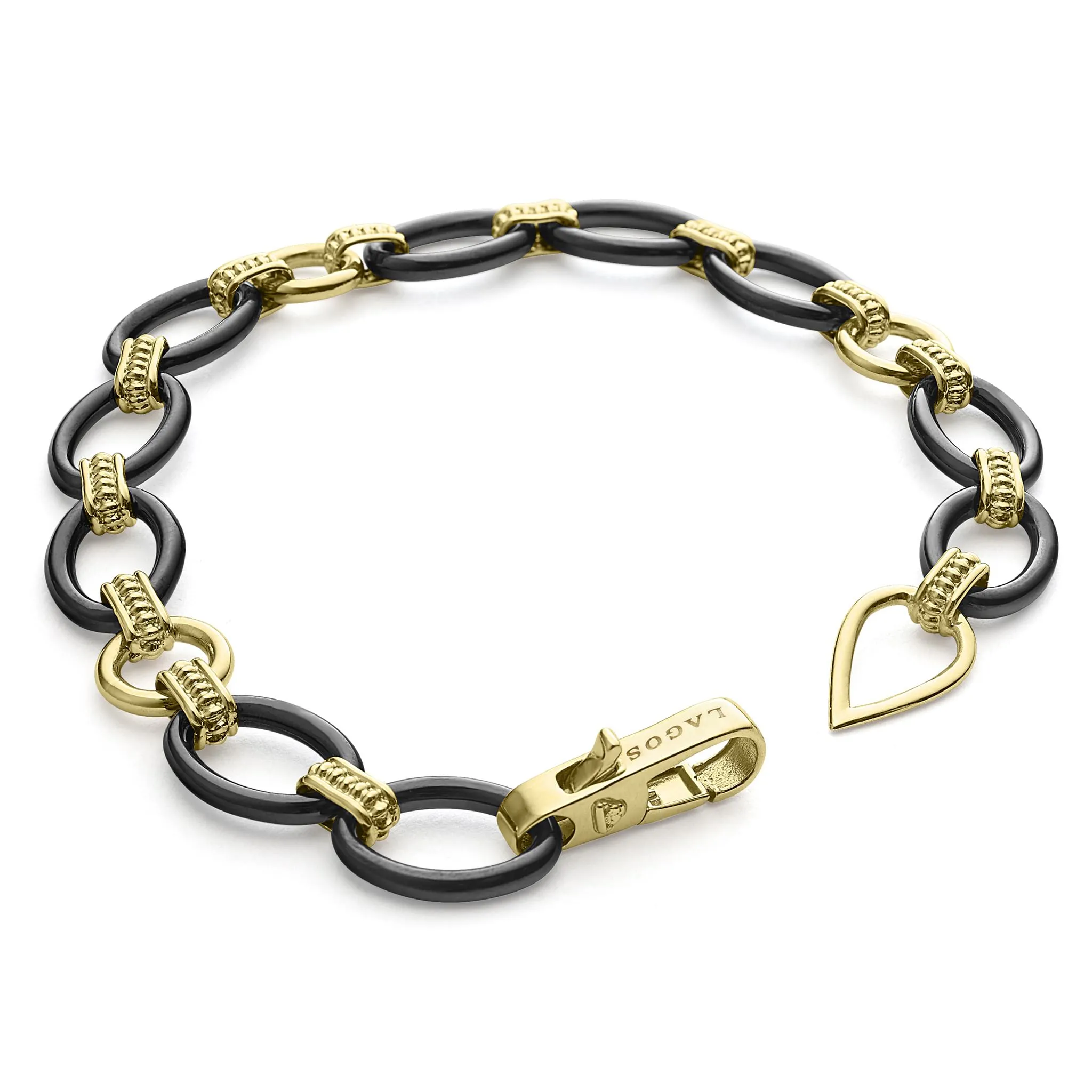 Meridian 18K Gold and Black Ceramic Link Bracelet | 10mm