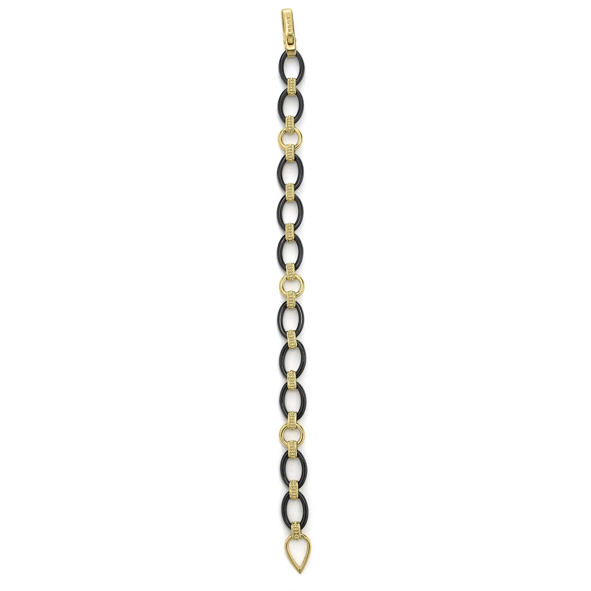 Meridian 18K Gold and Black Ceramic Link Bracelet | 10mm