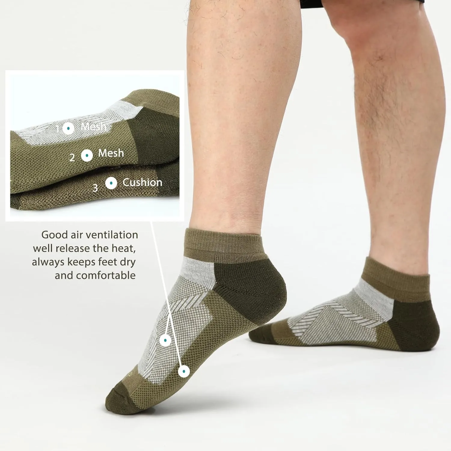 MERINO WOOL CUSHIONED RUNNING ANKLE SOCKS 3PACK