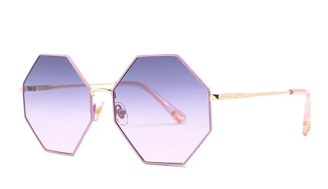 MEROAFLY 2019 New Big Frame Hexagon Gradient Color Designer Glasses