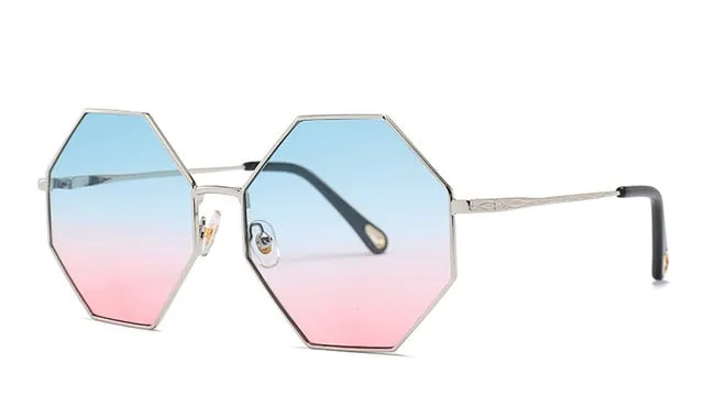 MEROAFLY 2019 New Big Frame Hexagon Gradient Color Designer Glasses
