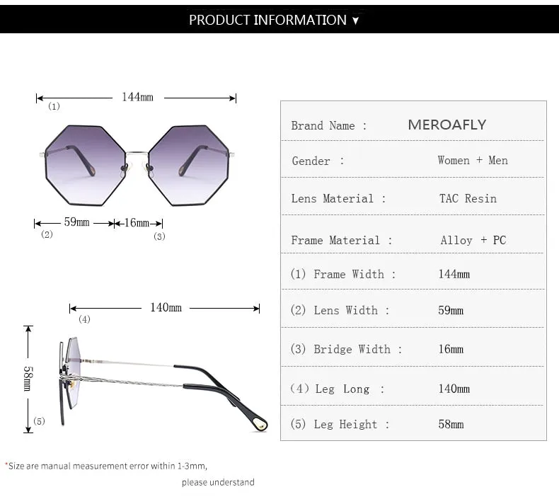 MEROAFLY 2019 New Big Frame Hexagon Gradient Color Designer Glasses