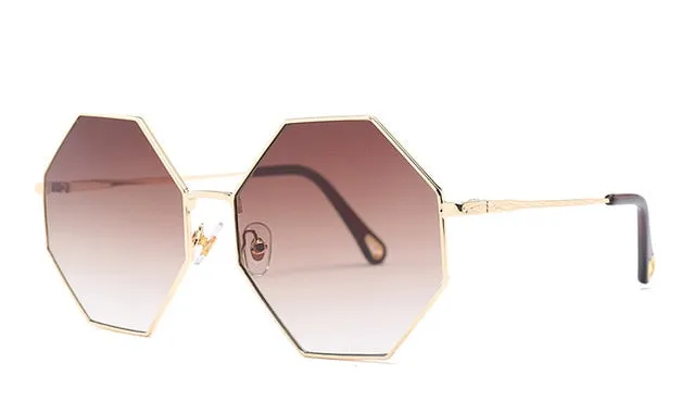 MEROAFLY 2019 New Big Frame Hexagon Gradient Color Designer Glasses