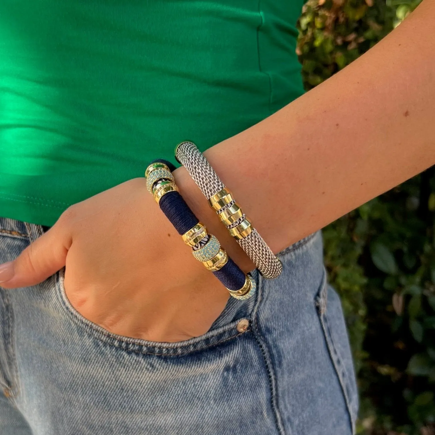 Mesh Classic Two Tone Bracelet