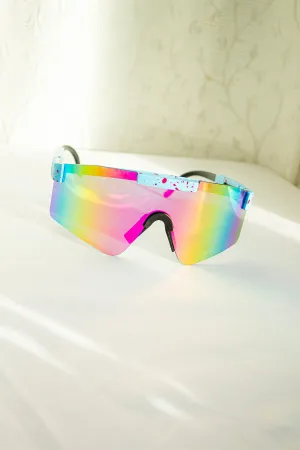 Mirrored Oversize Ski Style Visor Sunglasses