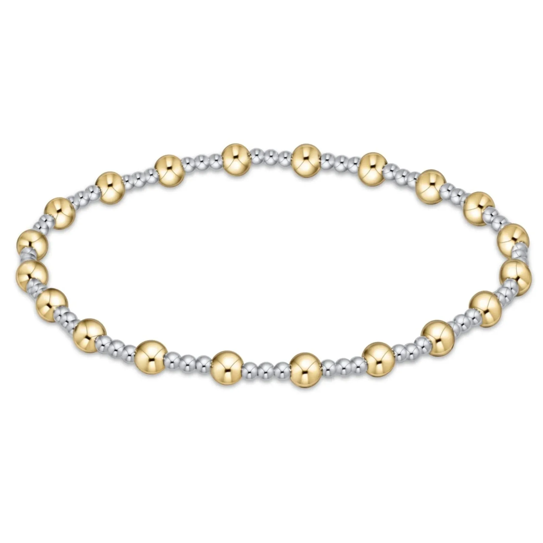 Mixed Metal Sincerity Pattern 4mm Bead Bracelet