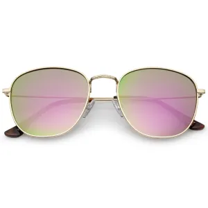 Modern Slim Mirrored Flat Lens Square Sunglasses A765