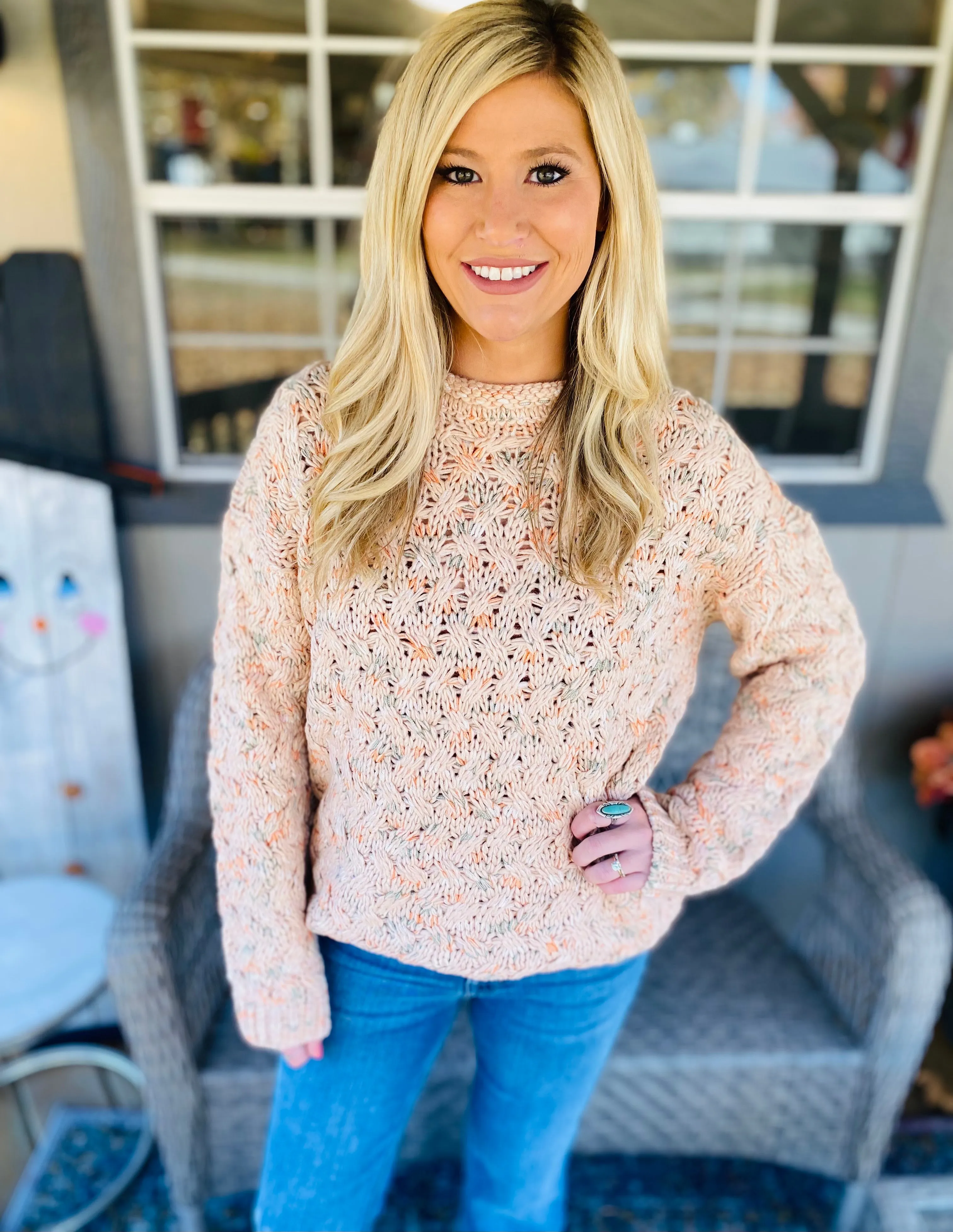 Multi Color Pop Cable Sweater