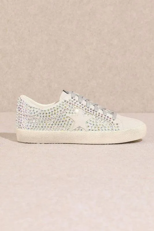 Multicolor Rhinestone Gray Glam Sneakers