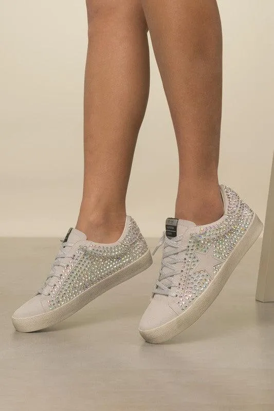 Multicolor Rhinestone Gray Glam Sneakers