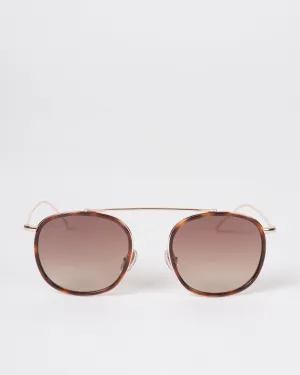mykonos ace - havana and rose gold with brown flat gradient lenses