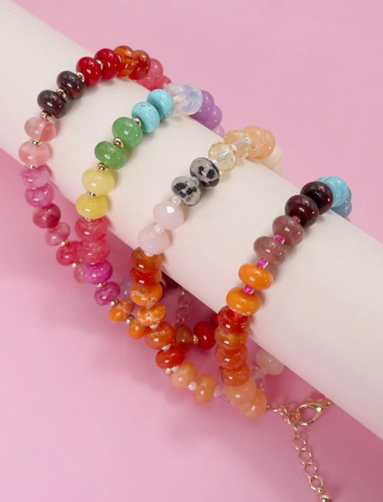Natural Agate Stone Beaded Bracelets-4 Colors
