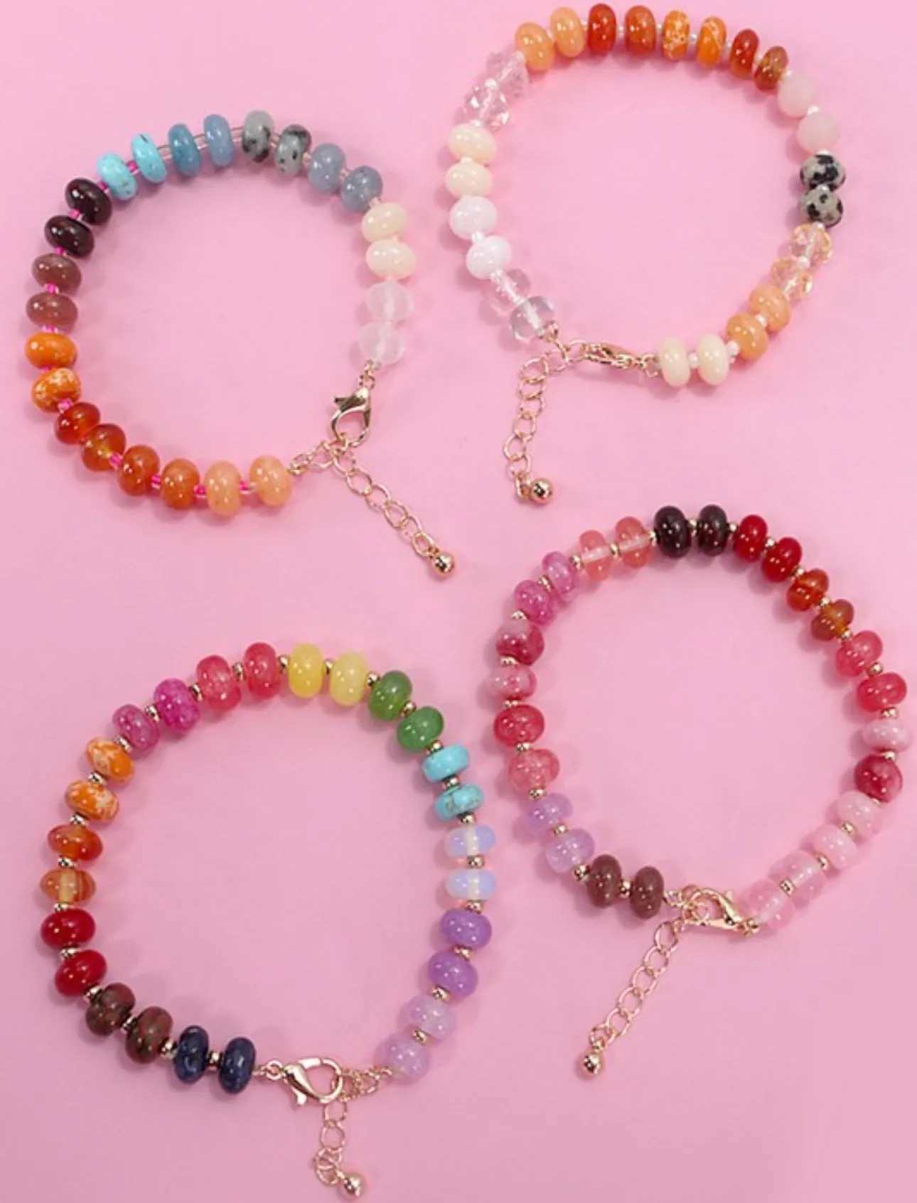 Natural Agate Stone Beaded Bracelets-4 Colors
