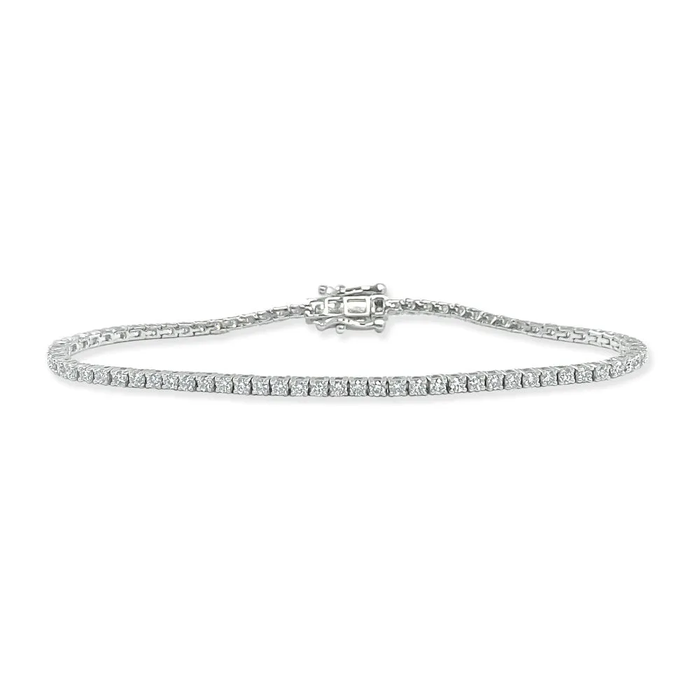 Natural Diamond Prong set In 14k Gold Designer Chain Tennis Bracelet Gift