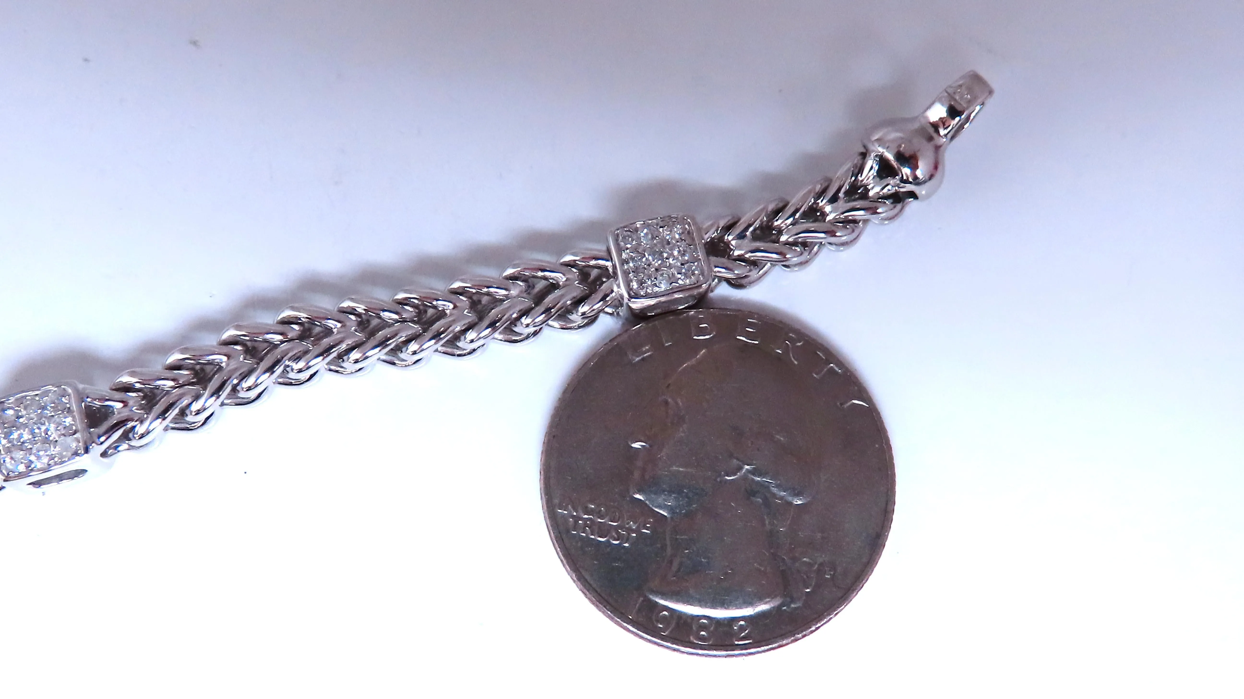 Natural Round Diamond Box Link Bracelet 14kt gold 12394