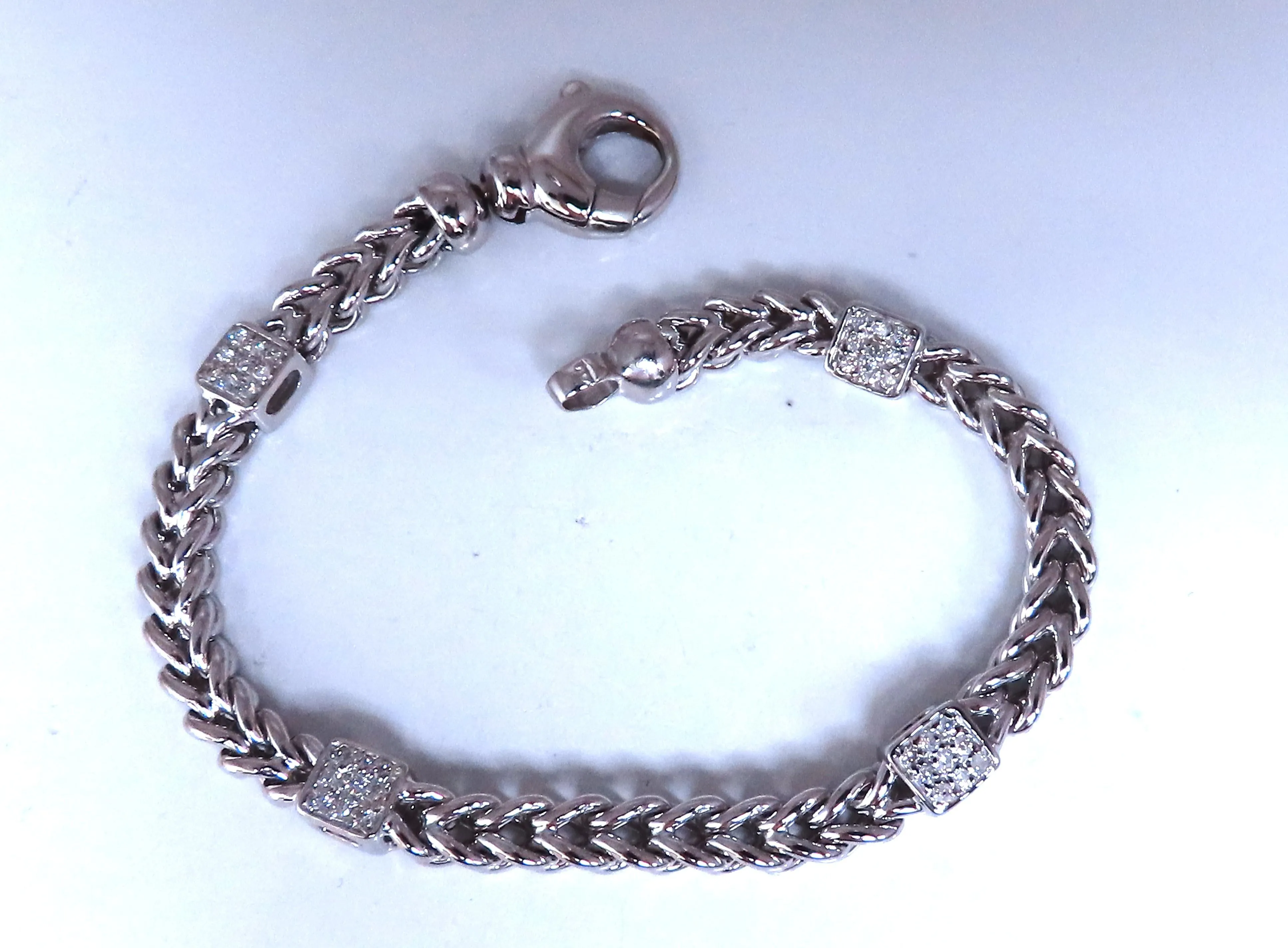 Natural Round Diamond Box Link Bracelet 14kt gold 12394