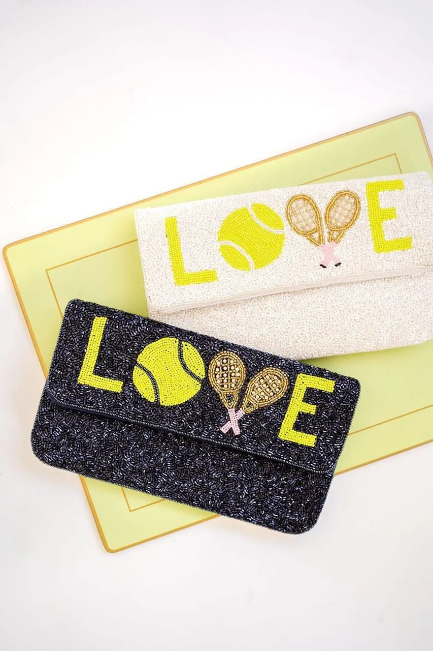 Navy - Love Rackets - Tennis Beaded Clutch - Sample Sale Final Sale