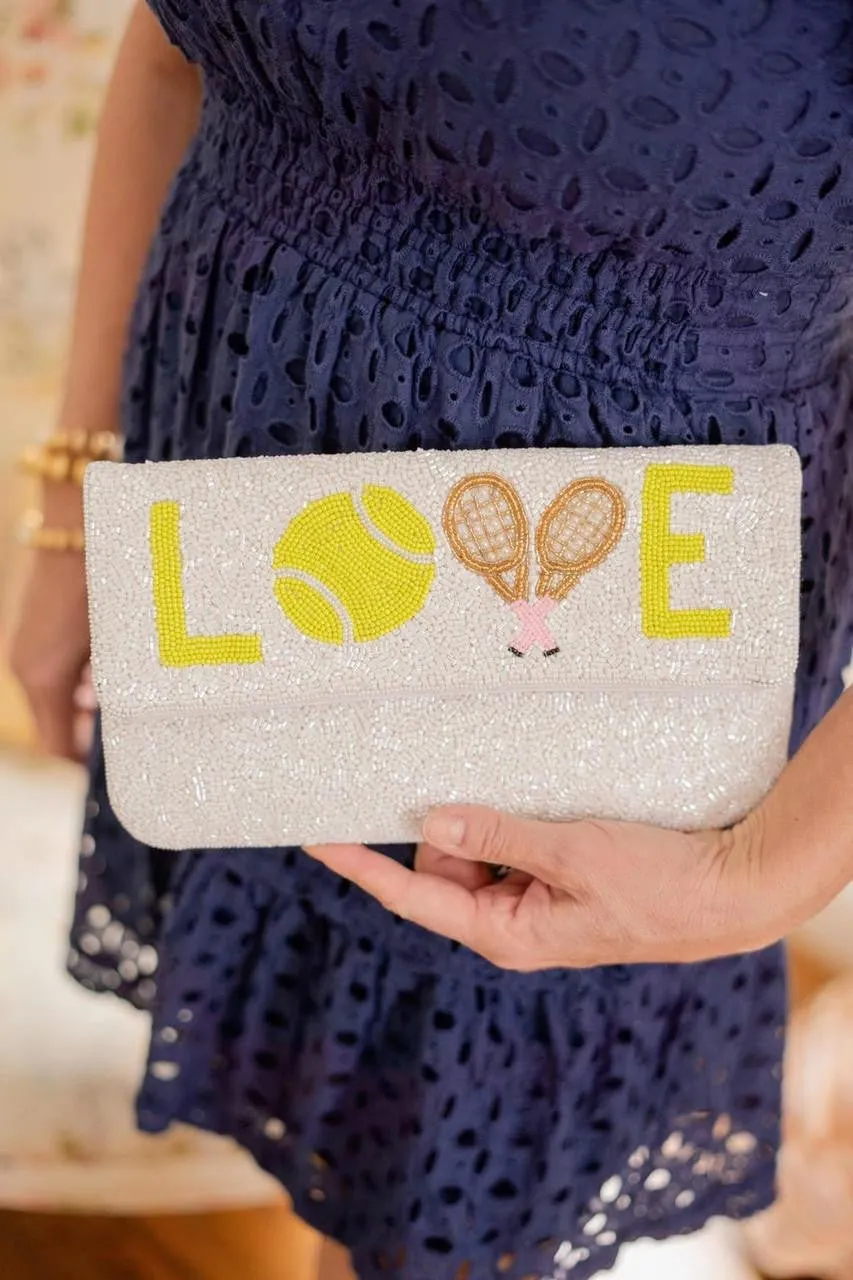 Navy - Love Rackets - Tennis Beaded Clutch - Sample Sale Final Sale