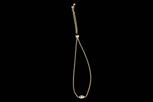 New 14K Gold Diamond Evil Eye Bolo Bracelet