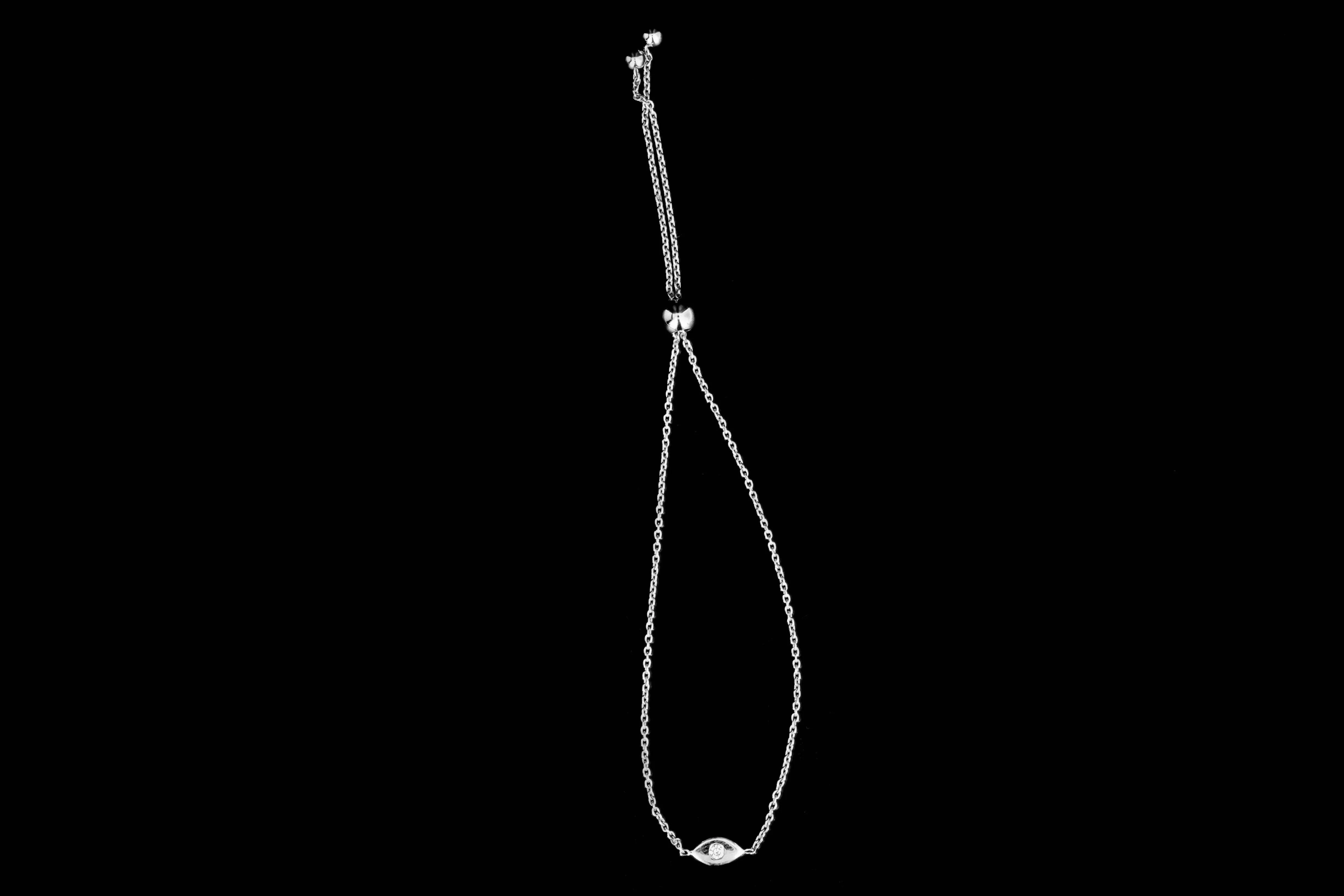 New 14K Gold Diamond Evil Eye Bolo Bracelet