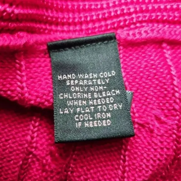 New Lauren Ralph Lauren Pink Horizontal Stripe Cable Knit Sweater Womens Small