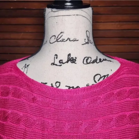 New Lauren Ralph Lauren Pink Horizontal Stripe Cable Knit Sweater Womens Small