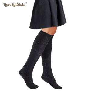 New Lian LifeStyle Big Girl's Women's 1 Pair Exceptional, Non-Slip, Cozy and Cool Knee High Wool Socks One Size (Black), 1 Pair!