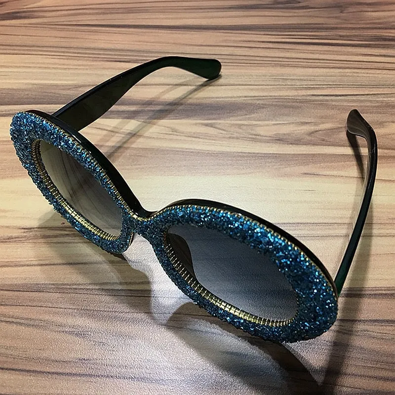 New Luxury Over sized Sunglasses Women Vintage Rhinestones