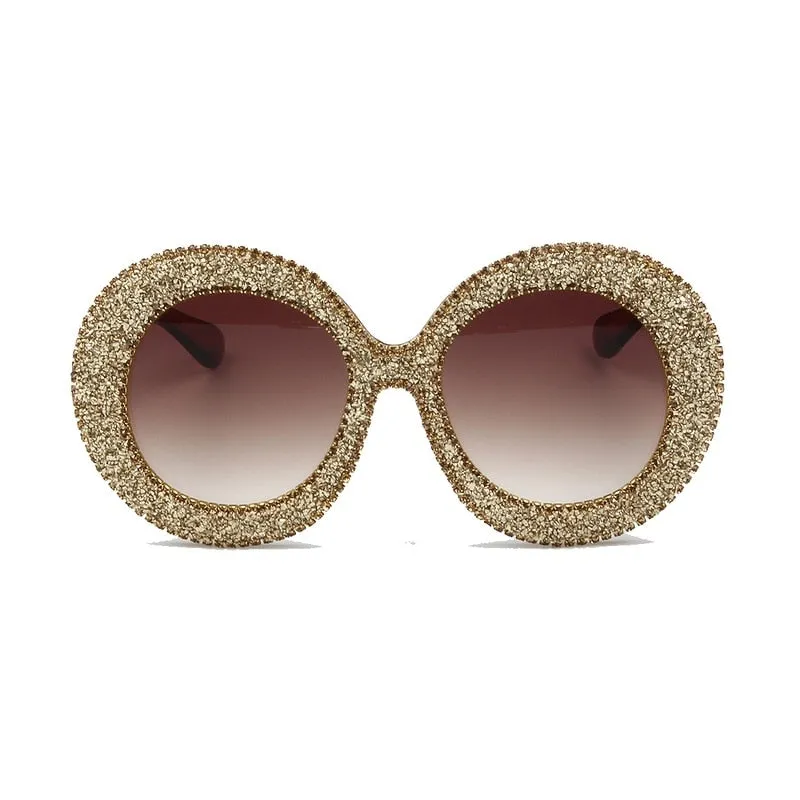 New Luxury Over sized Sunglasses Women Vintage Rhinestones