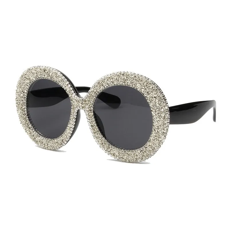 New Luxury Over sized Sunglasses Women Vintage Rhinestones