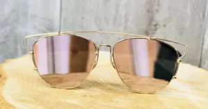 New Rep Designer Dior Inspired Pink Mirrored Aviator Sunglasses