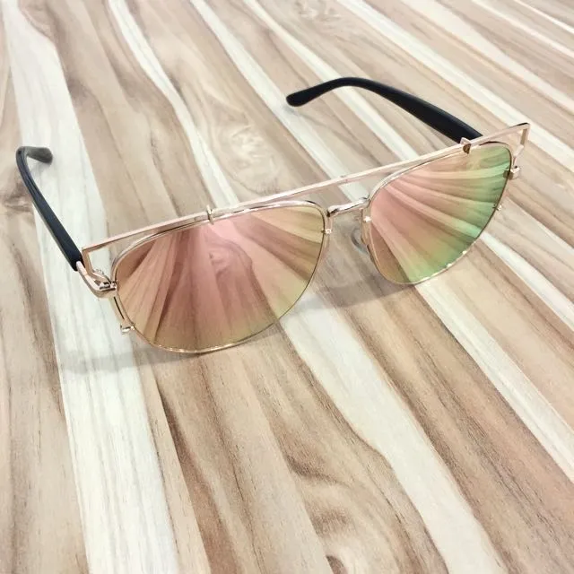 New Rep Designer Dior Inspired Pink Mirrored Aviator Sunglasses