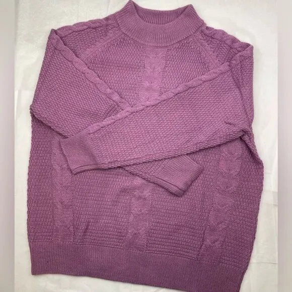 NEW YORK &amp; COMPANY CABLE-KNIT MOCK NECK PULLOVER SWEATER XXL (#6661)
