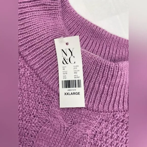 NEW YORK &amp; COMPANY CABLE-KNIT MOCK NECK PULLOVER SWEATER XXL (#6661)