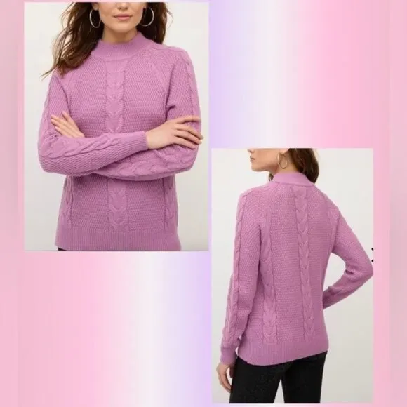 NEW YORK &amp; COMPANY CABLE-KNIT MOCK NECK PULLOVER SWEATER XXL (#6661)