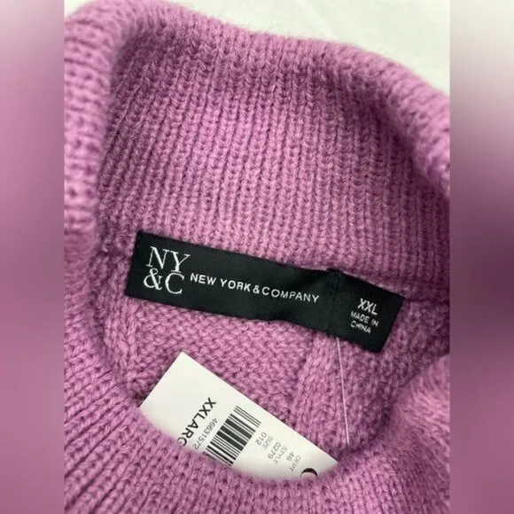 NEW YORK &amp; COMPANY CABLE-KNIT MOCK NECK PULLOVER SWEATER XXL (#6661)