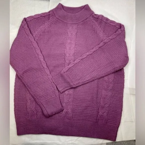 NEW YORK &amp; COMPANY CABLE-KNIT MOCK NECK PULLOVER SWEATER XXL (#6661)